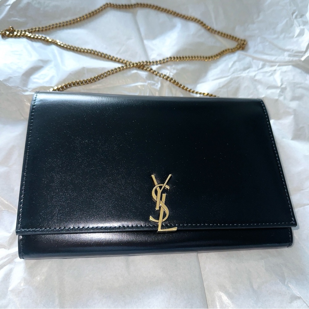 Saint Laurent Black and Gold Chain Wallet - Picture 2 of 10